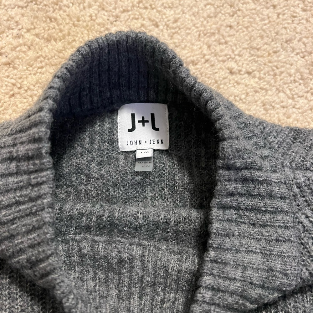 Grey Sweater With Color Block On Arm - image 2